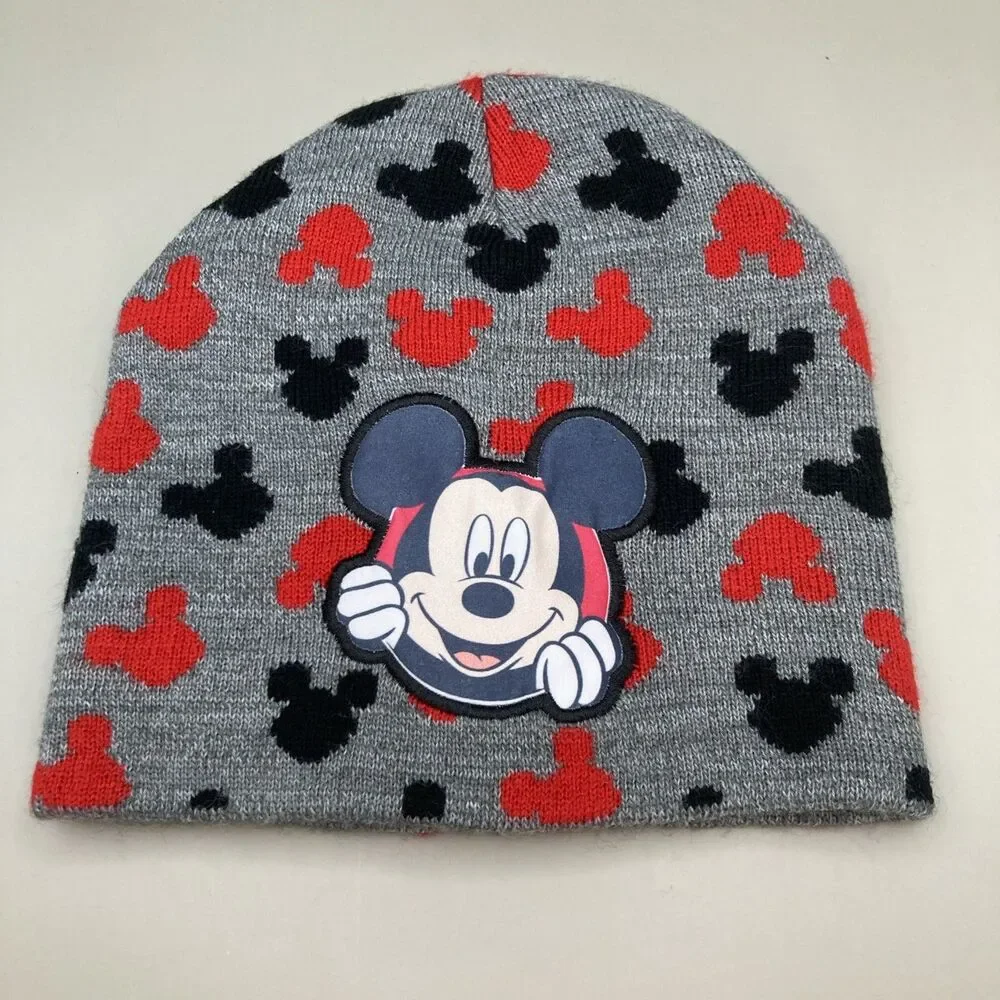 Disney Mickey Mouse Red & Black Kids Beanie Hat Size OS